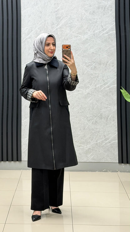 Armine Trend Kadife Yakalı Ekose Detaylı Giy-Çık / Ürün kodu : 26KT511