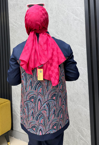 Armine denim takım sırtı nakışlı ceketi fermuarlı model 

26YT631