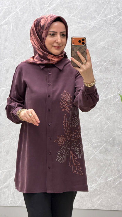 Kado Yaprak Desenli Gömlek - Tunik / Ürün Kodu : 268358