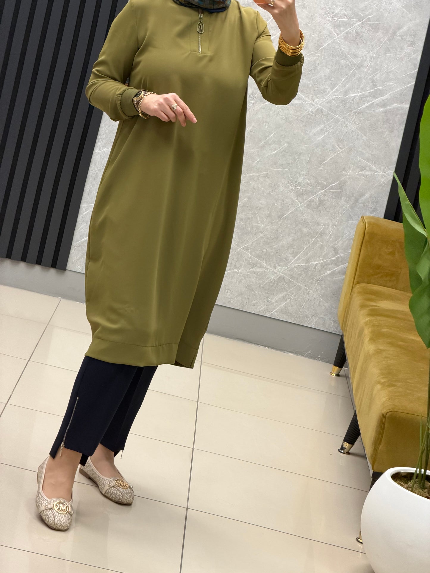 Armine trend ipek krep fermuarlı tunik kod:26YT445