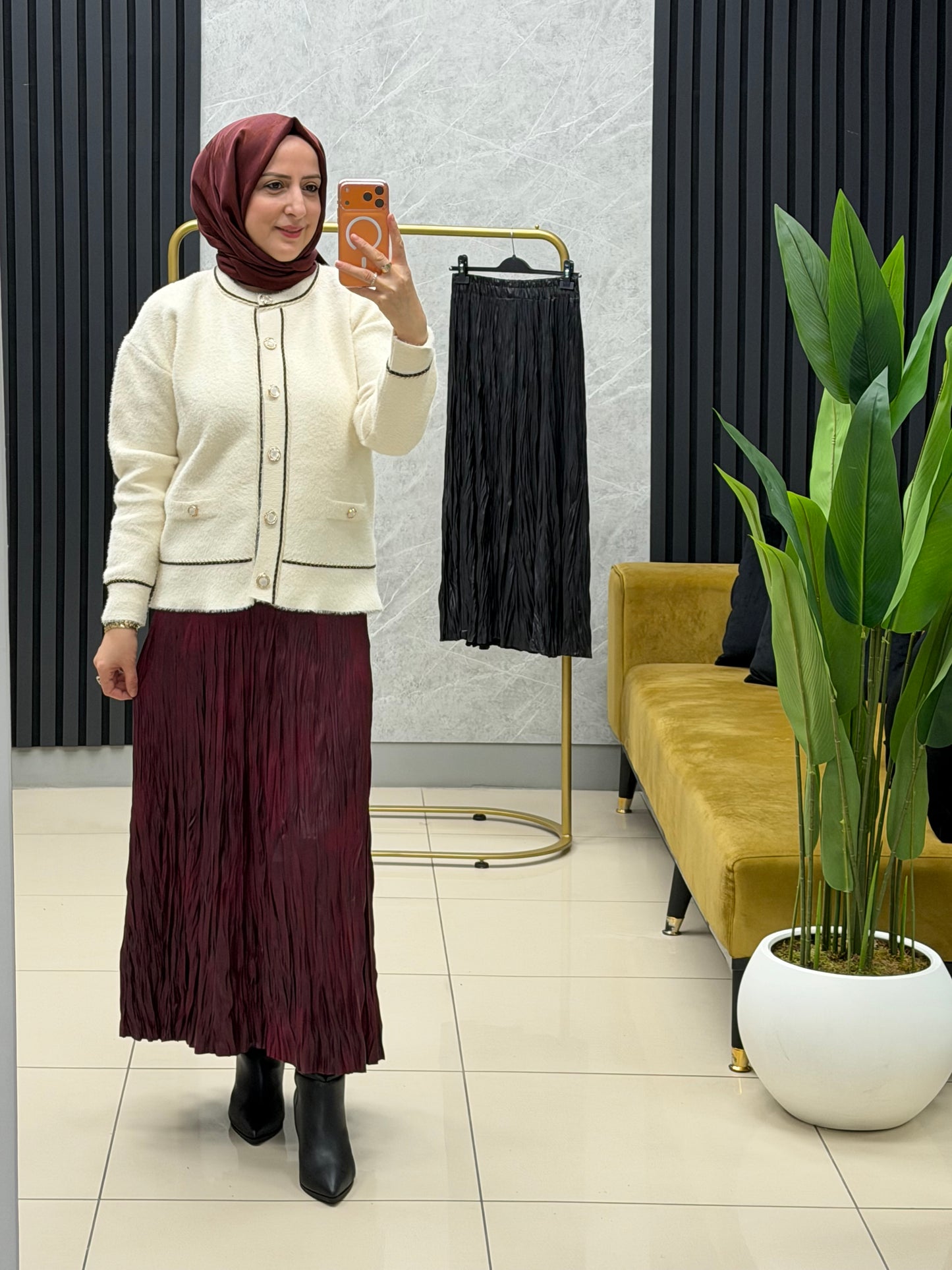 Armine deri kraş etek 25KT114