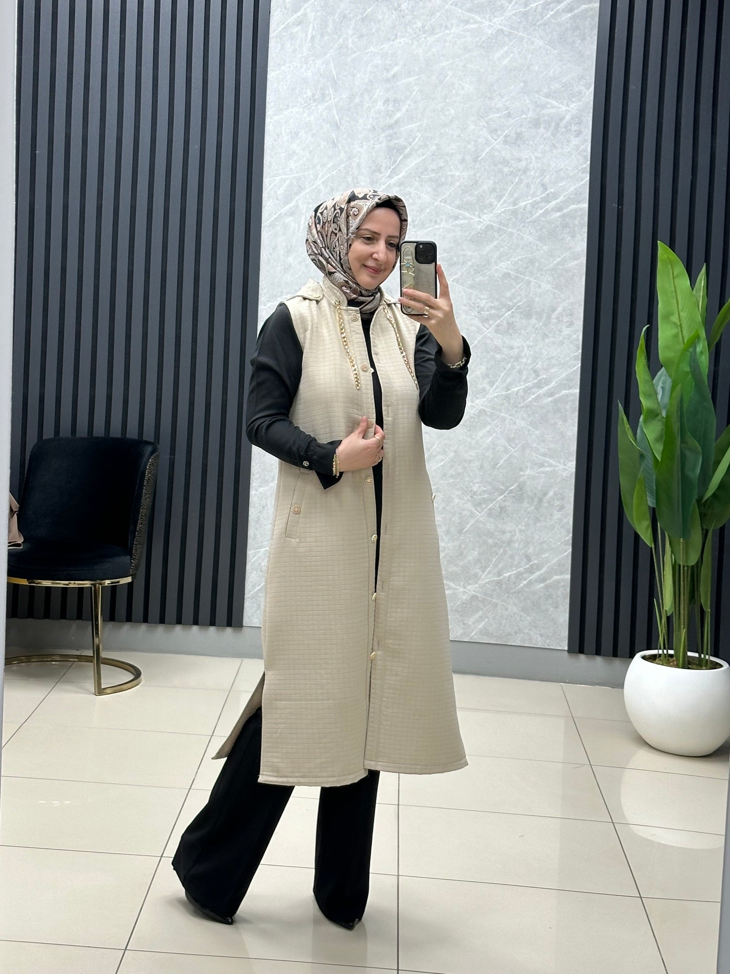 Kapitone uzun boy yelek