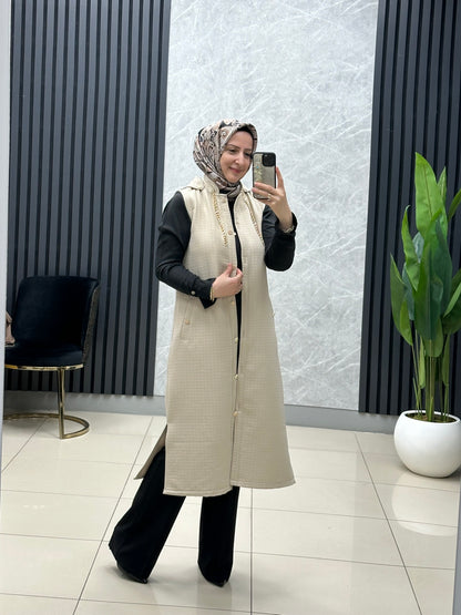 Kapitone uzun boy yelek