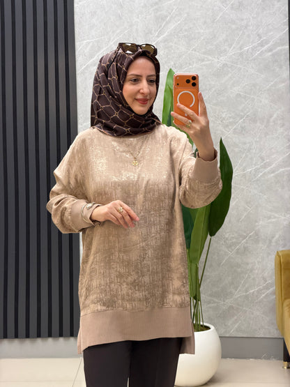 NUSS 3013 ipek saten tunik