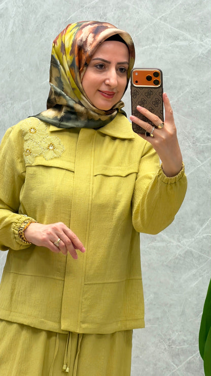 Armine Trend Gofre Kumaş Çiçek Detay Takım / Ürün Kodu : 26YT695