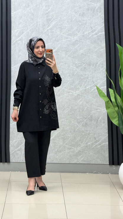 Kado Yaprak Desenli Gömlek - Tunik / Ürün Kodu : 268358
