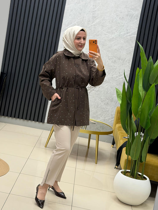 Aynaz serpma taşlı iç astarlı ceket/gömlek  140251