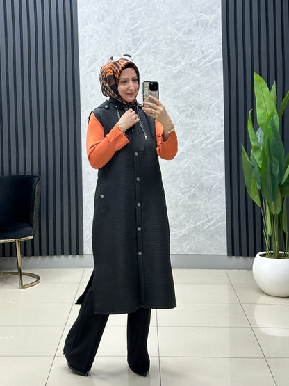 Kapitone uzun boy yelek