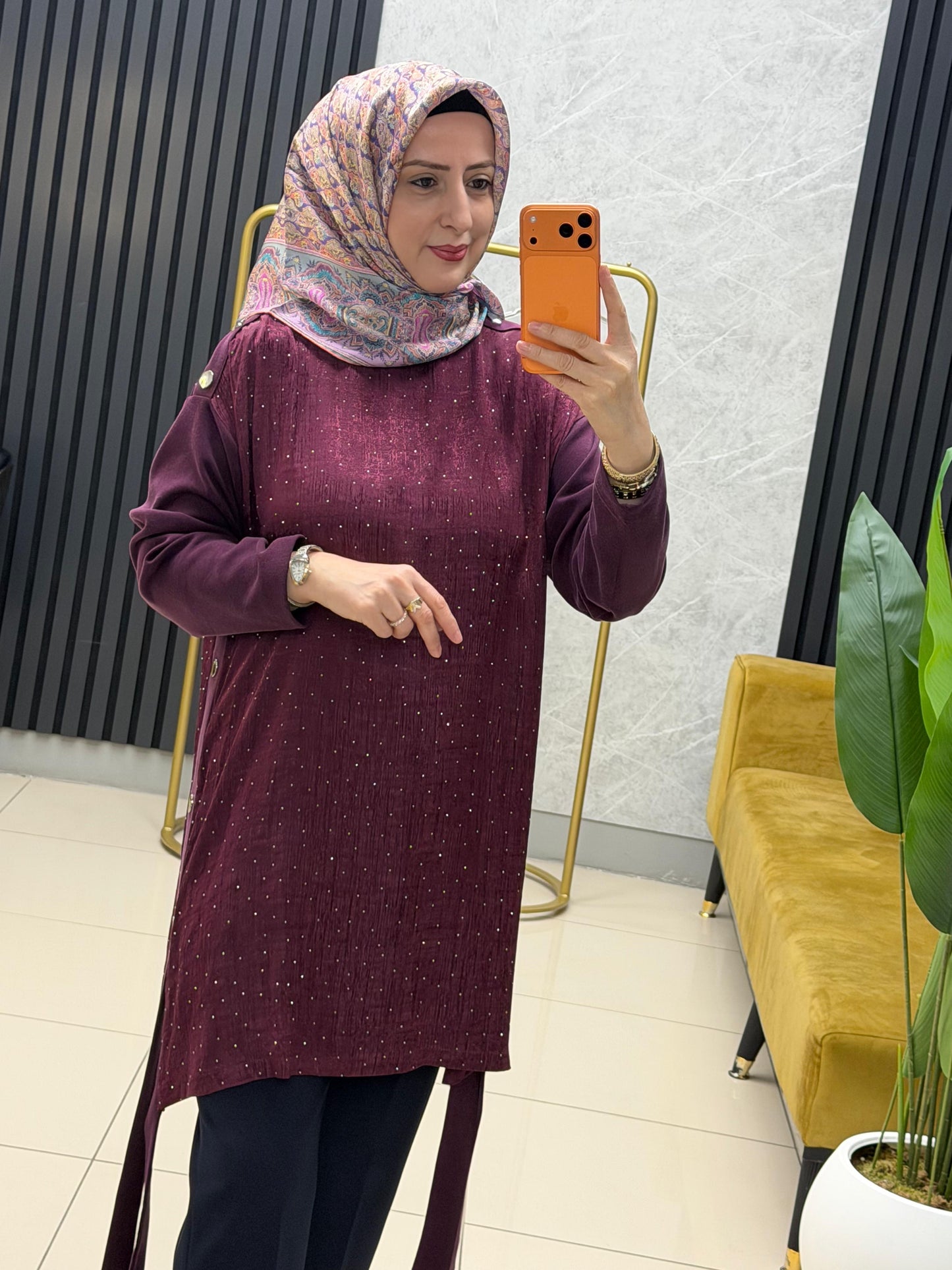 Miss esse serpme taşlı jakarlı tunik Kod: 3284