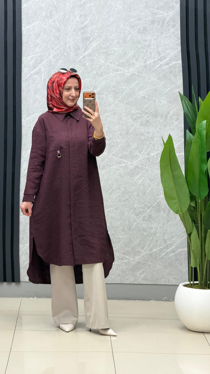 Armine Trend önü gizli düğmeli uzun tensel kupra tunik kod: ARM 419