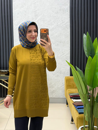 Tuğra tek taraflı leopar tunik