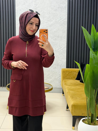 ARMİNE TREND 
YARIM FERMUARLI CEPLİ TUNİK 25KT463