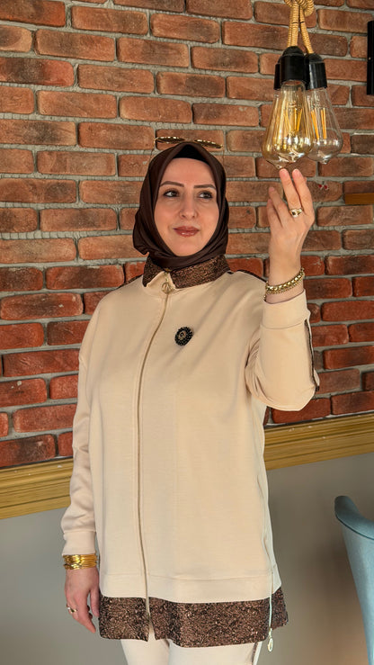 Endiva modal kumaş jakarlı takım