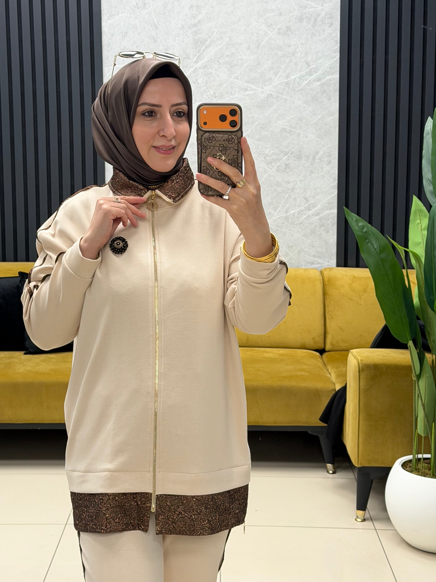 Endiva modal kumaş jakarlı takım