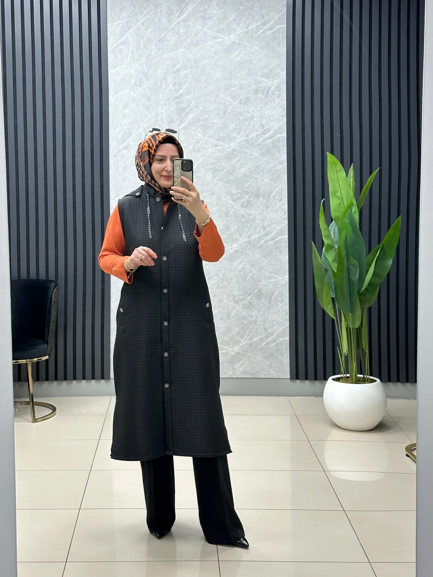 Kapitone uzun boy yelek