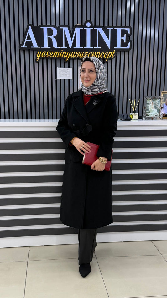 Armine Trend Kuşaklı Kaşe Manto 25KT737
