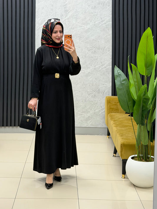 Noşhe 4675 
Göğüse drapeli kemerli kupra elbise