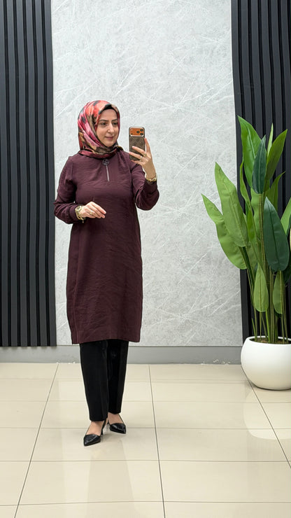 Armine Fermuarlı Uzun Tunik/ Ürün Kodu: AGTN1246