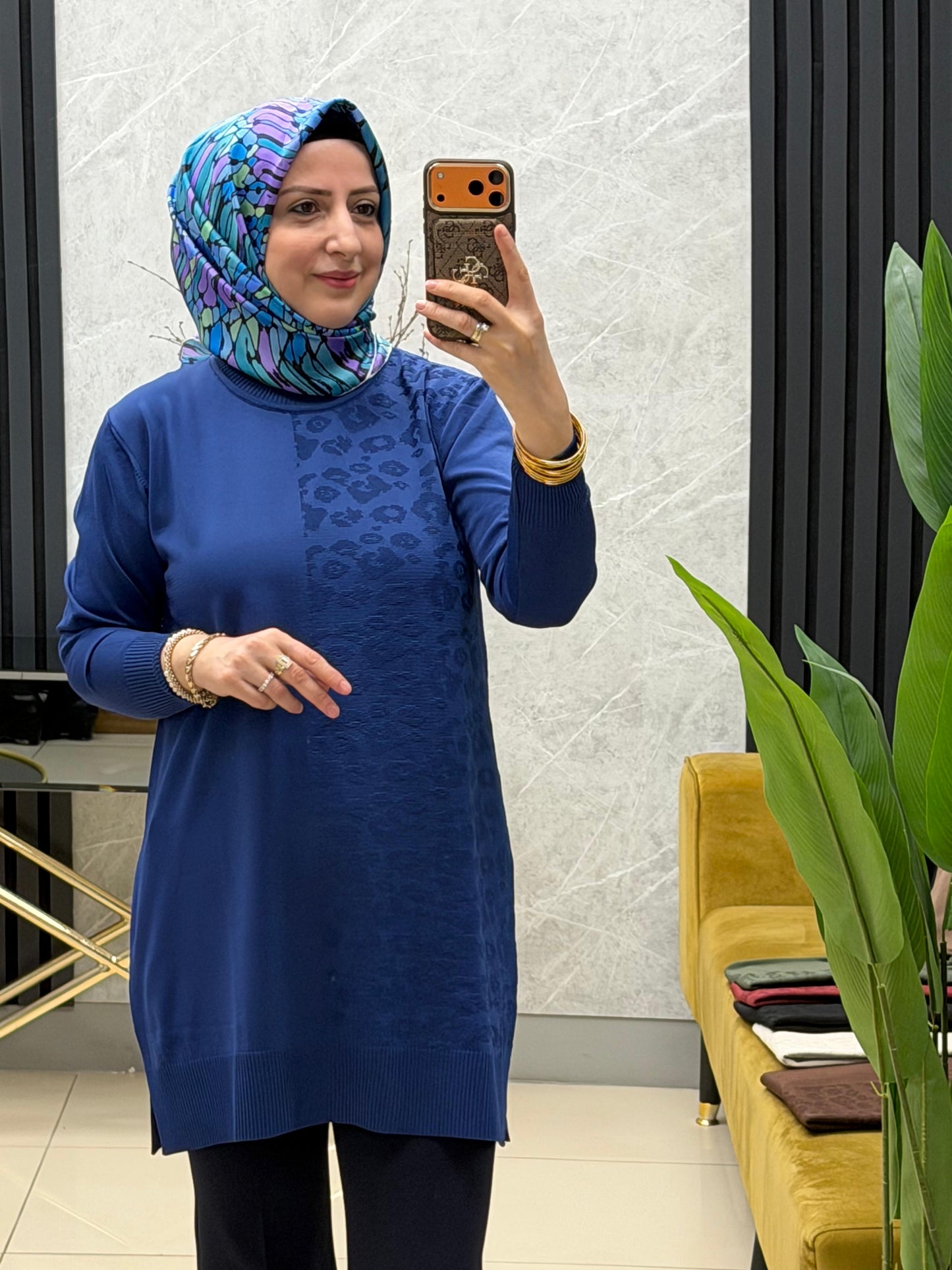 Tuğra tek taraflı leopar tunik