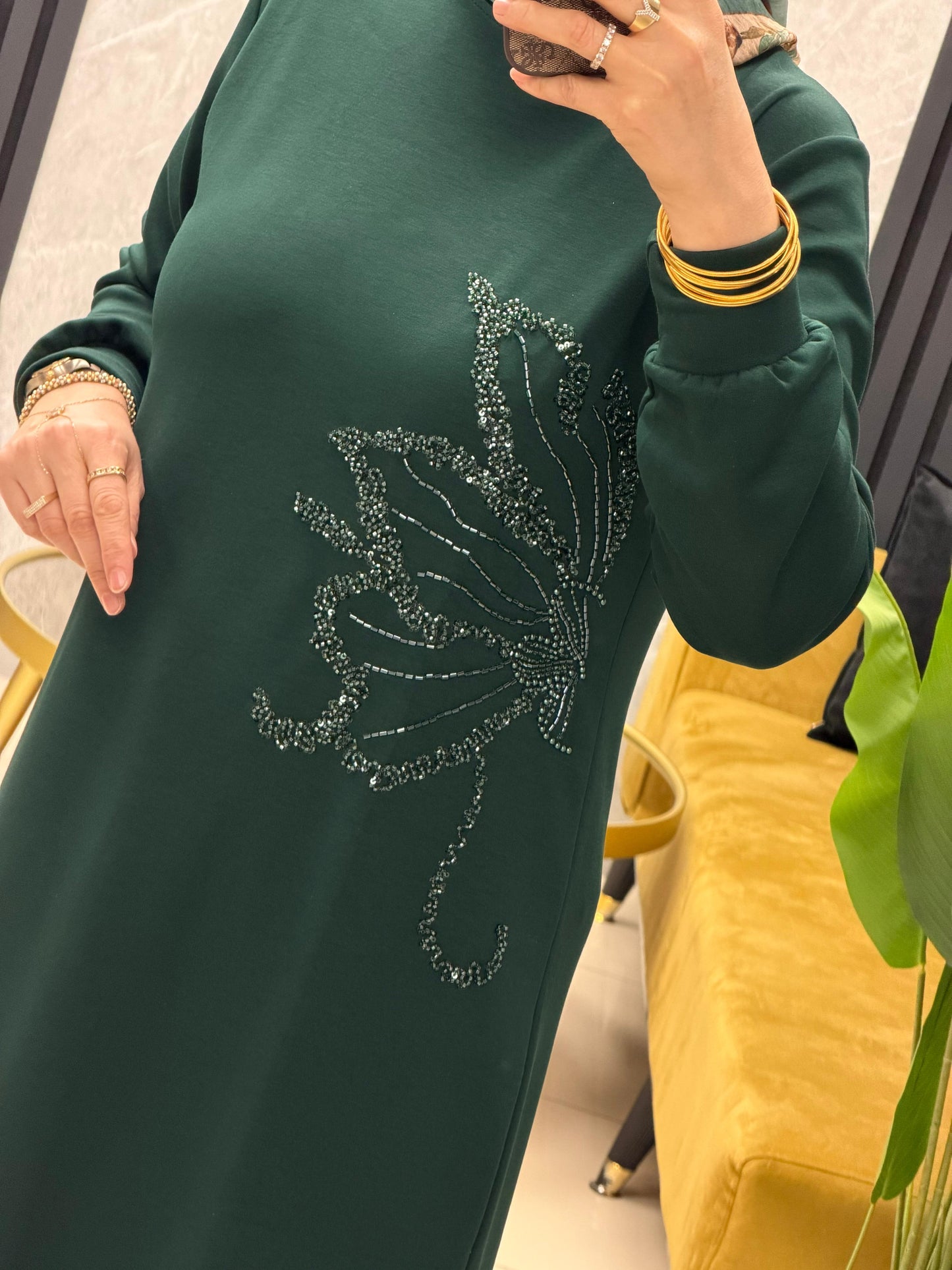 Ayşe Akay lotus çiçek işlemeli tunik