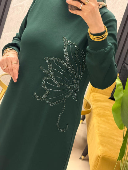 Ayşe Akay lotus çiçek işlemeli tunik