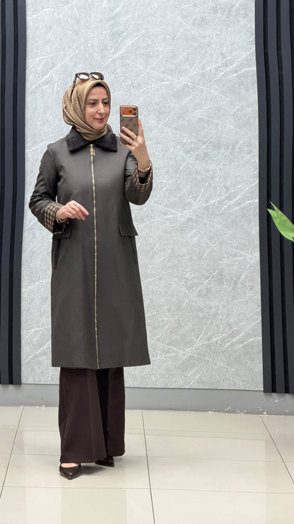 Armine Trend Kadife Yakalı Ekose Detaylı Giy-Çık / Ürün kodu : 26KT511