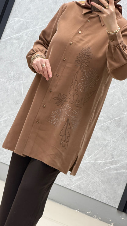 Kado Yaprak Desenli Gömlek - Tunik / Ürün Kodu : 268358