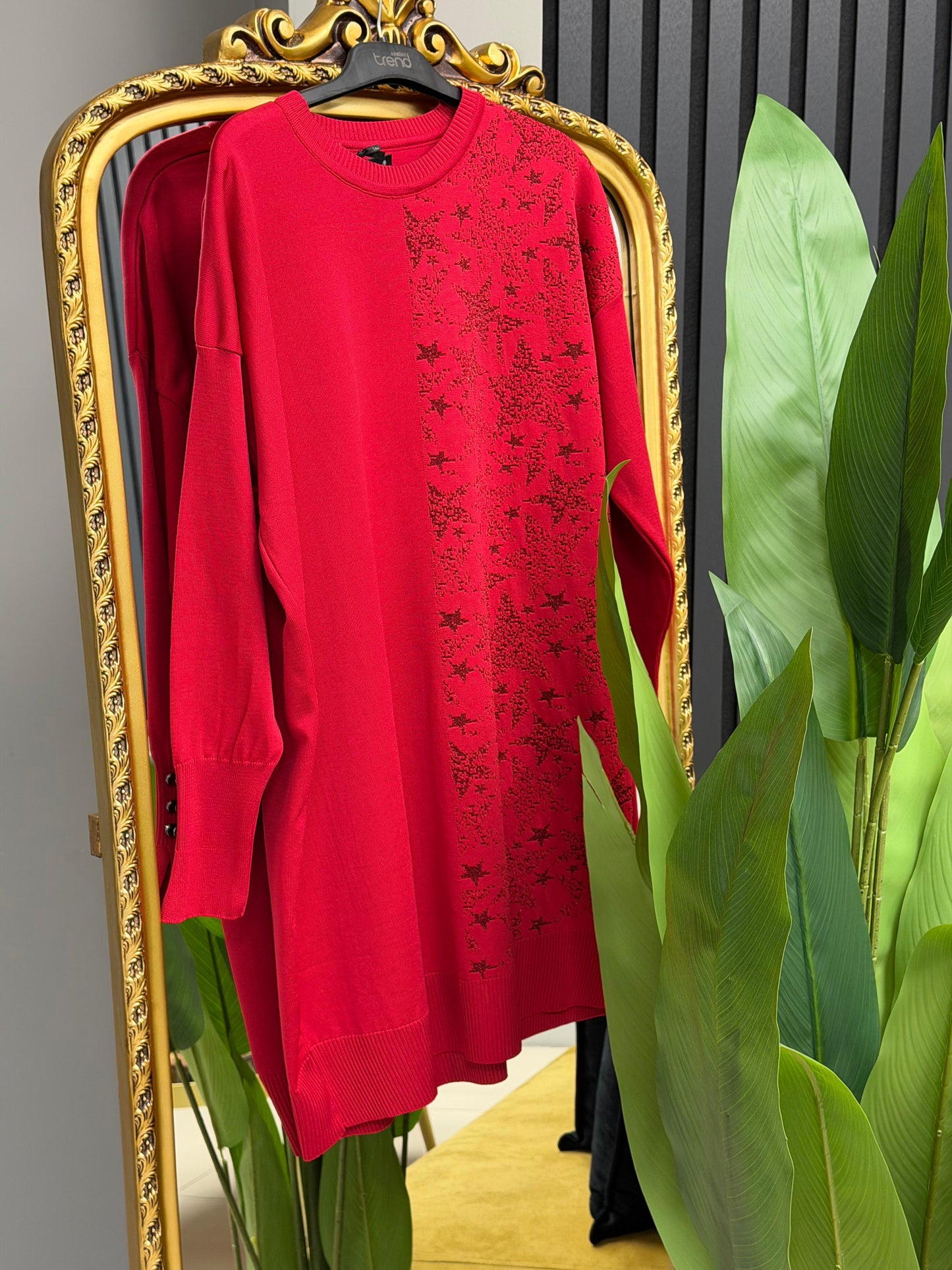 Soguk iplik merserize yıldızlı tunik