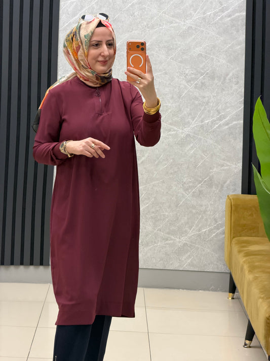 Armine trend ipek krep fermuarlı tunik kod:26YT445