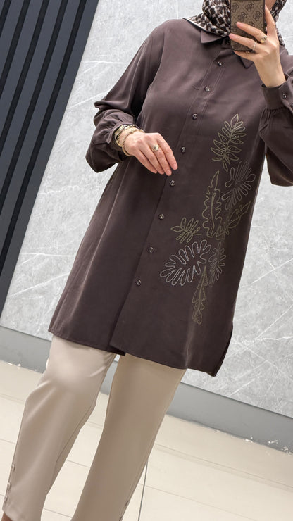 Kado Yaprak Desenli Gömlek - Tunik / Ürün Kodu : 268358