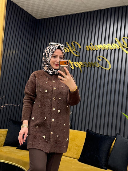 Angora taşlı ceket