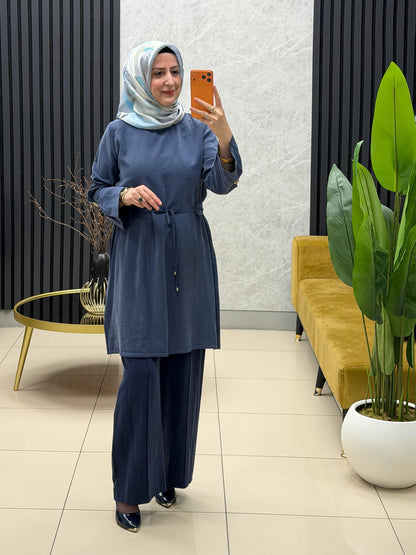 Noshe Kuşaklı ipek kupra tunik 4655