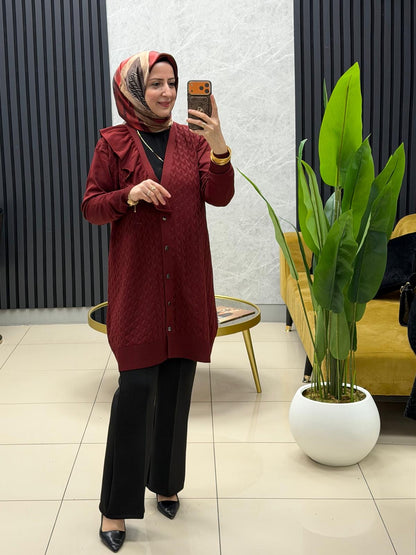 Tuğra Fırfırlı V yaka düğmeli spor ceket PLC12