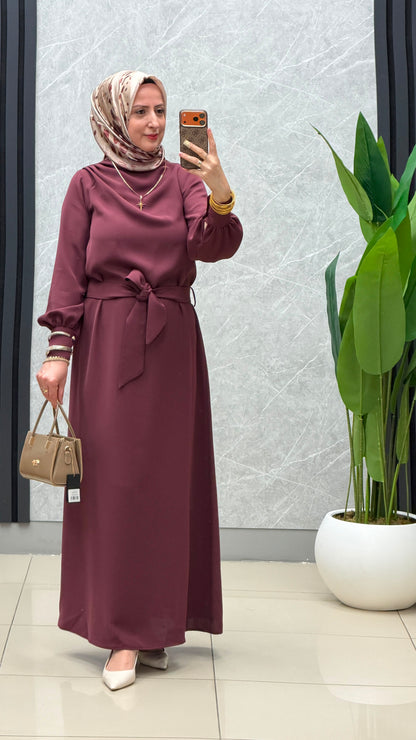 Armine Trend Seyyar Kemerli Omuz Drape Detaylı Krep Elbise kod:26yt904