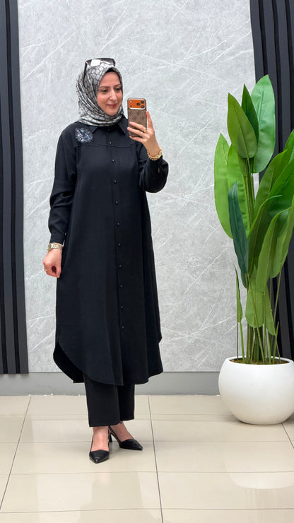 Armine Trend Yaka Aksesuar Detay Tunik / Ürün kod ARM403