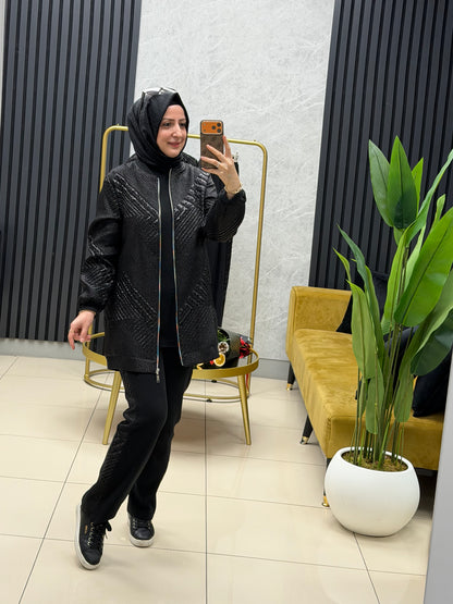 Pureva jakar çeketli bonber çeketli 3 lü takım