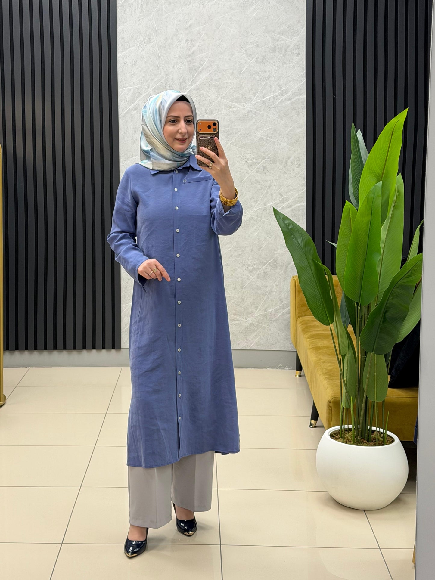 Armine trend boydan düğmeli düz kupra gömlek/tunik 26YT404