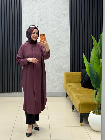 Armine trend uzun boy gofre kumas gizli düğmeli tunik 
Kod: 26yt416