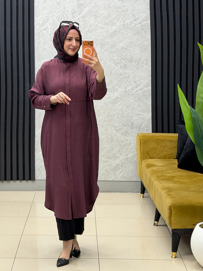 Armine trend uzun boy gofre kumas gizli düğmeli tunik 
Kod: 26yt416