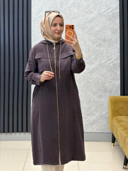 Armine trend  kapüşonlu taşlı iplik gold fermuarlı kap
Kod: 26YT503