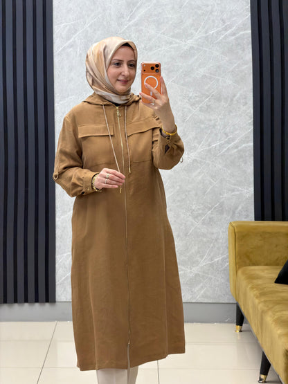 Armine trend  kapüşonlu taşlı iplik gold fermuarlı kap
Kod: 26YT503