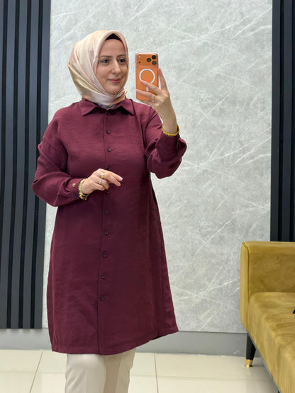 Armine trend uzun boy arkasi nakışlı kupra  gömlek
Kod: 26yt418