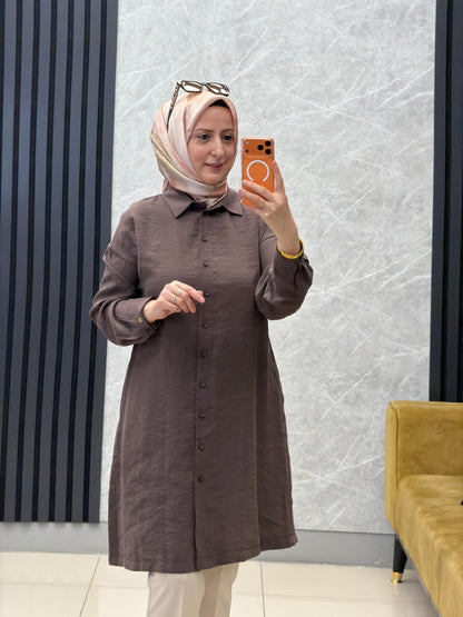 Armine trend uzun boy arkasi nakışlı kupra  gömlek
Kod: 26yt418