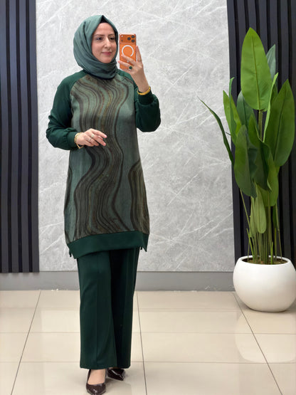 Ayşe Akay Modal kumaş ipek kupra pantolonlu takım.
Kodu:1010