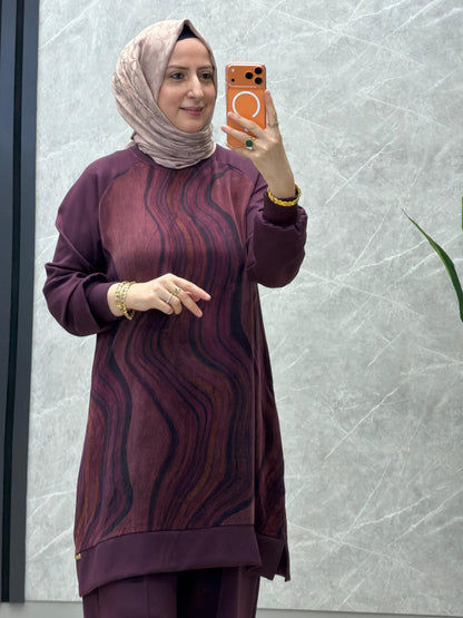 Ayşe Akay Modal kumaş ipek kupra pantolonlu takım.
Kodu:1010