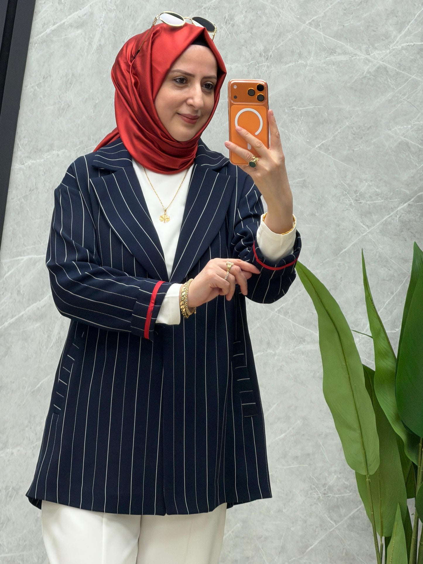 Armine çizgili spor ceketli pantolonlu takım. kod: 26YT643