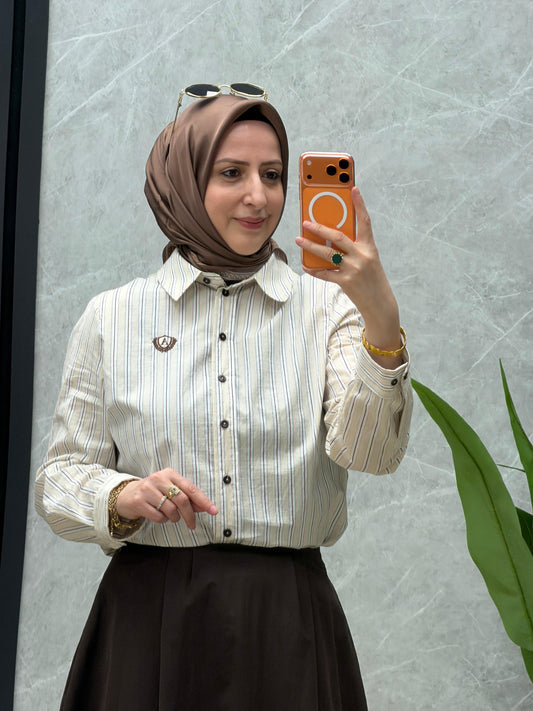 Armine trend etekli kısa gömlekli takım. Kod:26YT638